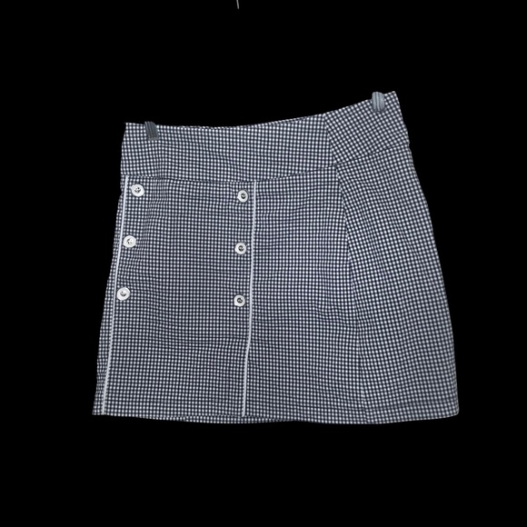 Women’s Black White Stretchy Skort Size M Button Front Checkered Preppy Retro - Picture 7 of 13